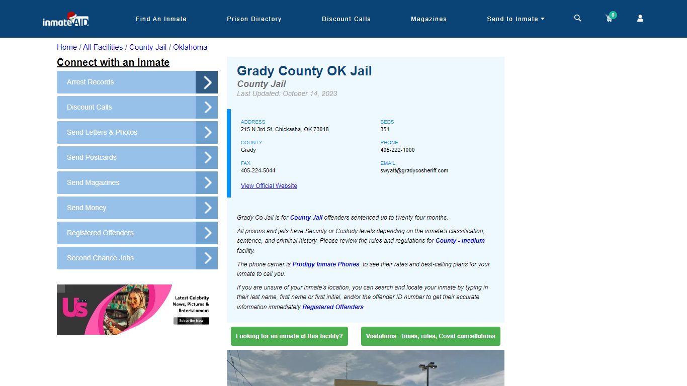 Grady County OK Jail - Inmate Locator - Chickasha, OK