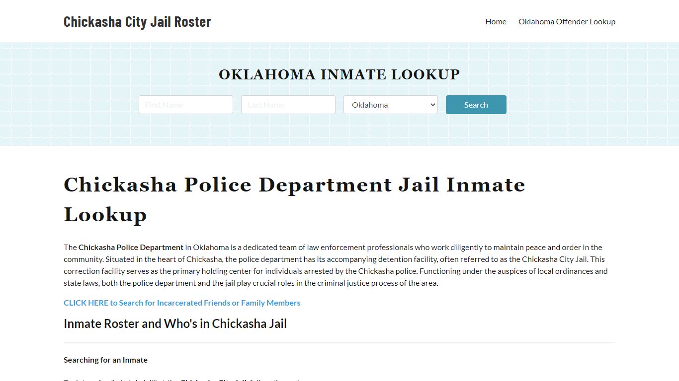 Chickasha Police Department & City Jail, OK Inmate Roster, Arrests ...